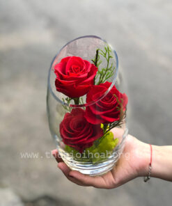 Bình hoa hồng đỏ vĩnh cửu - Anh Yêu Em