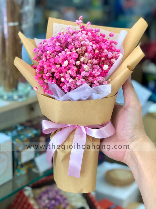 Bó hoa baby khô mini - Hồng