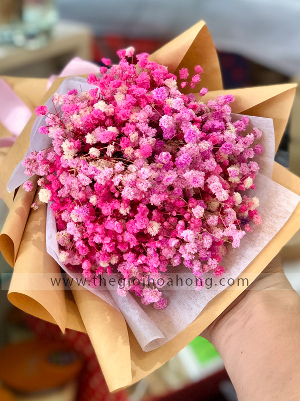 Bó hoa baby khô mini - Hồng